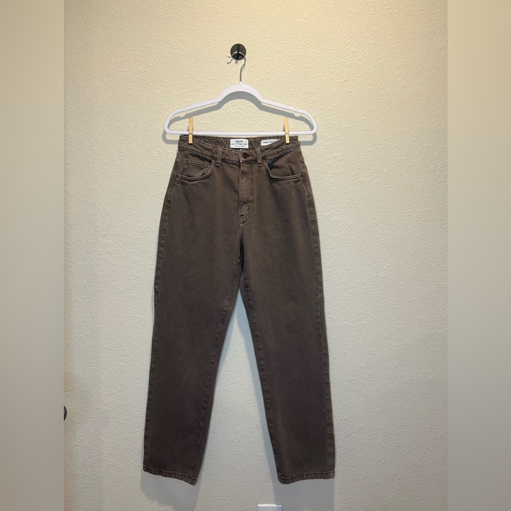 Brown Long Straight Leg Jeans